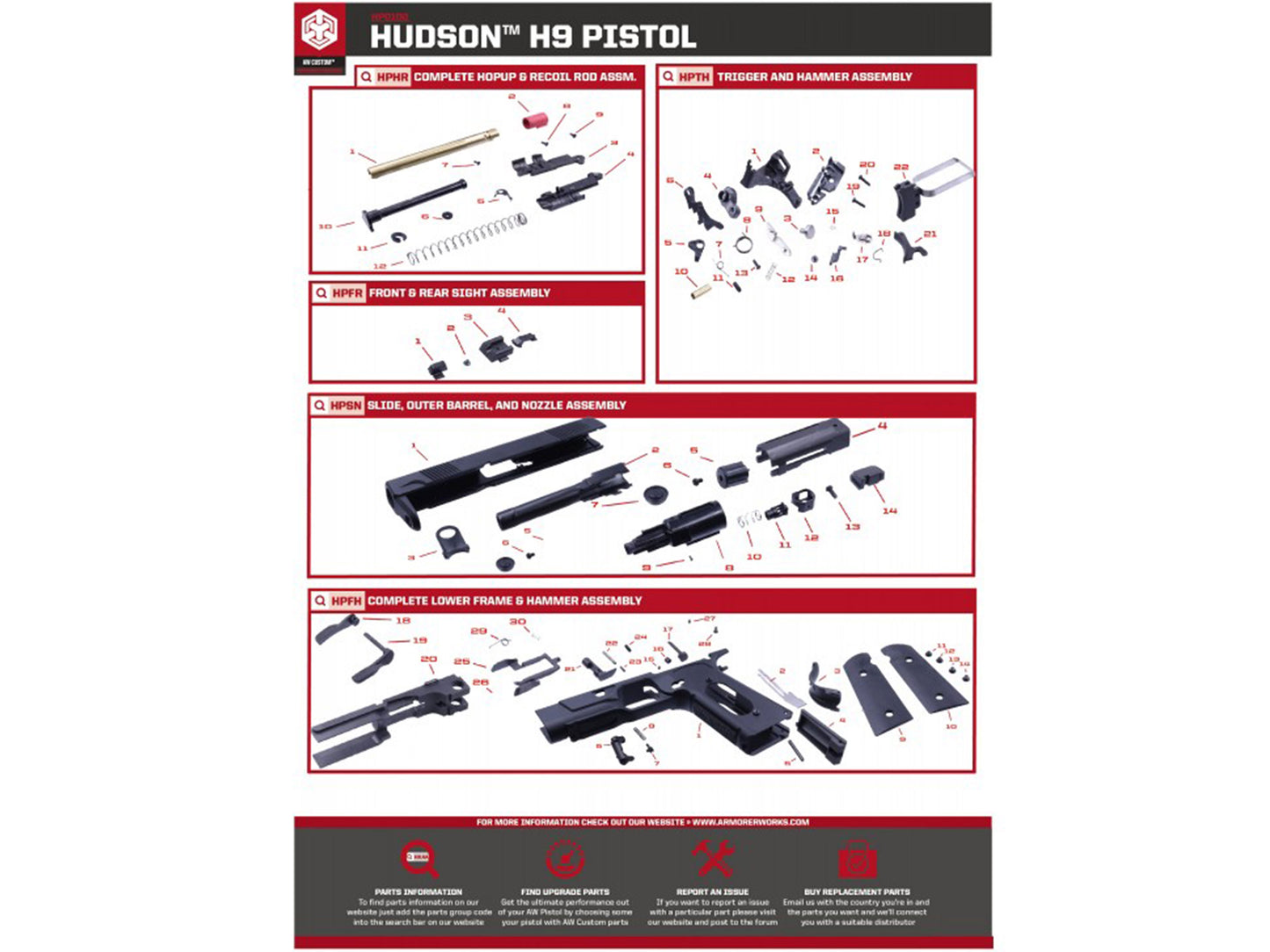 EMG Hudson H9 가스핸드건 순정부품.