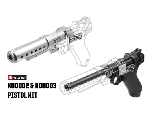 AW CUSTOM LUGER P08 6inch CNC A180 Gas Blowback Airsoft Pistol.