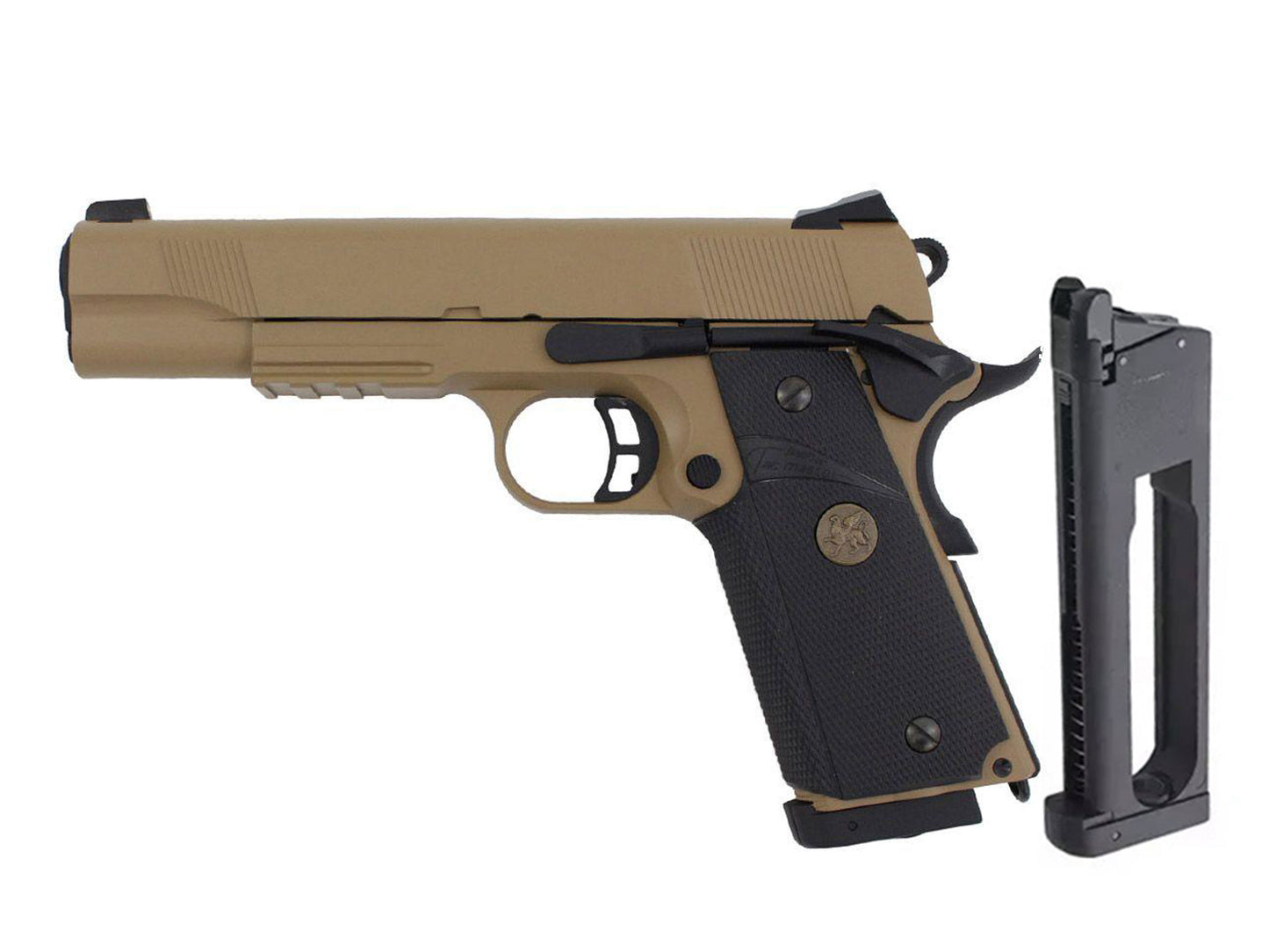 KJ WORKS MEU KP-07 Rail M1911A1 Gas Blowback Airsoft CO2 Pistol.