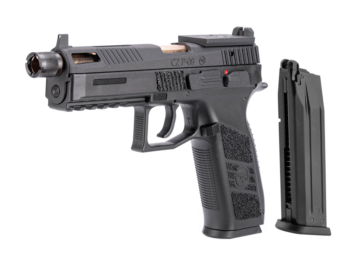 KJ WORKS CZ P-09 OR Gas Blowback Airsoft Pistol. (Threaded Barrel Version)