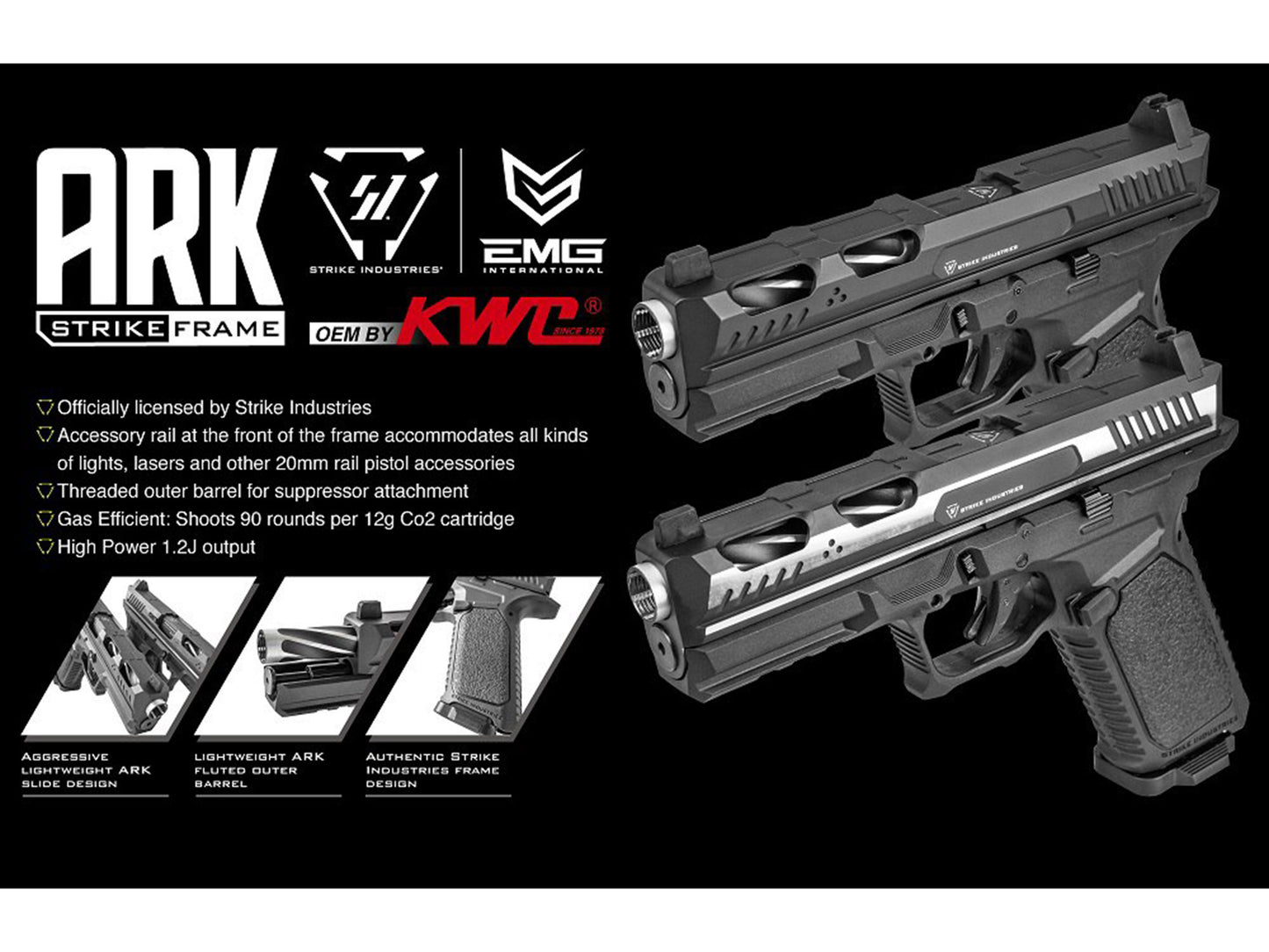 EMG Strike Industries Licensed ARK ( STRIKE Frame ) CO2 ガスブローバック ハンドガン.