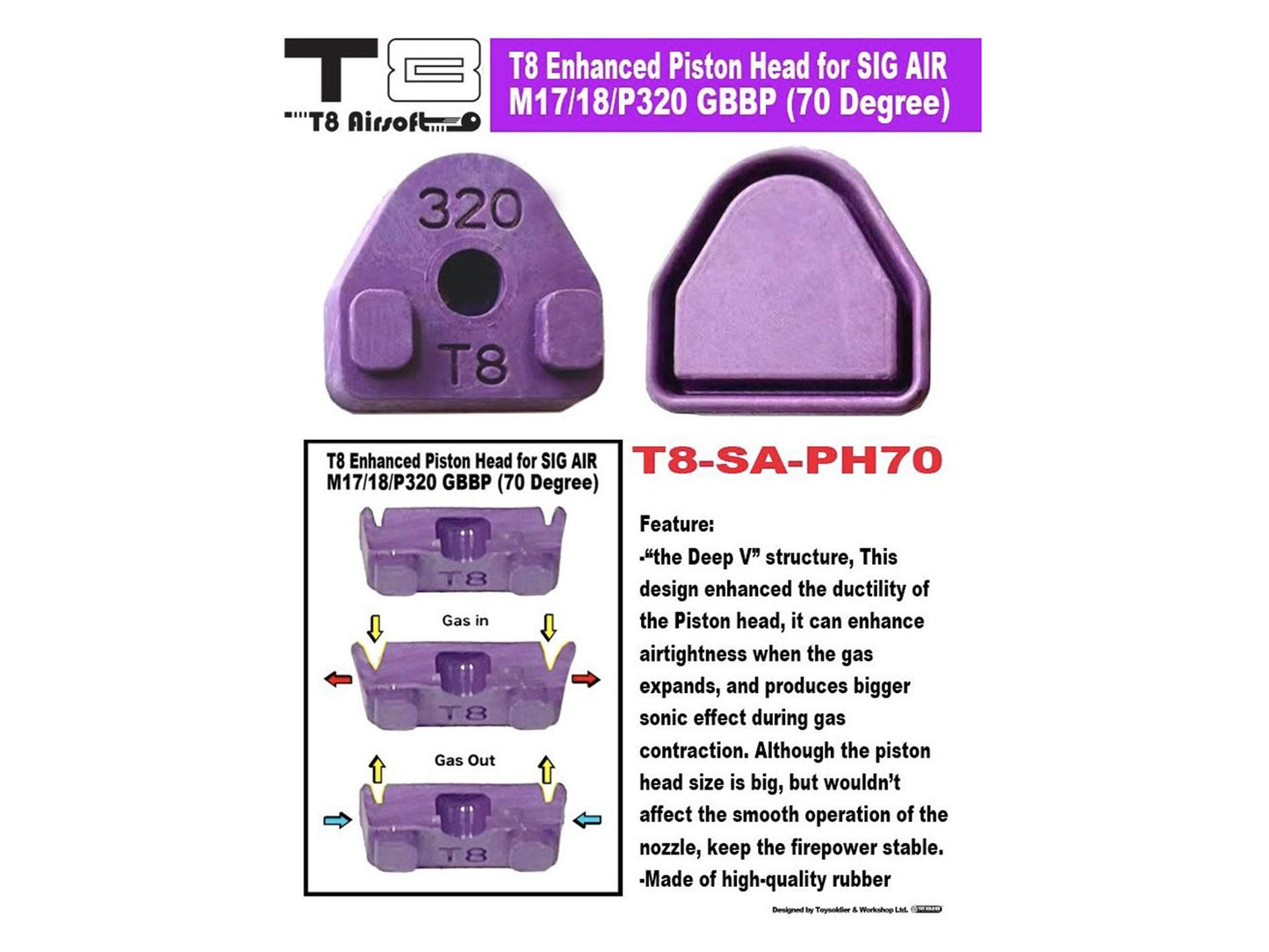 SP SYSTEM T8 70 degree Enhanced Piston Head For SIG P320 M17 / M18 / Xcarry Series.
