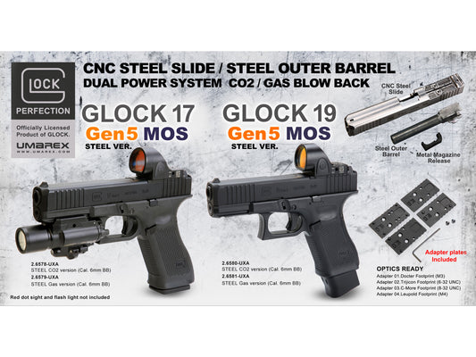UMAREX | SRC GLOCK 19 Gen5 MOS CNC Steel 블로우백 CO2가스건.