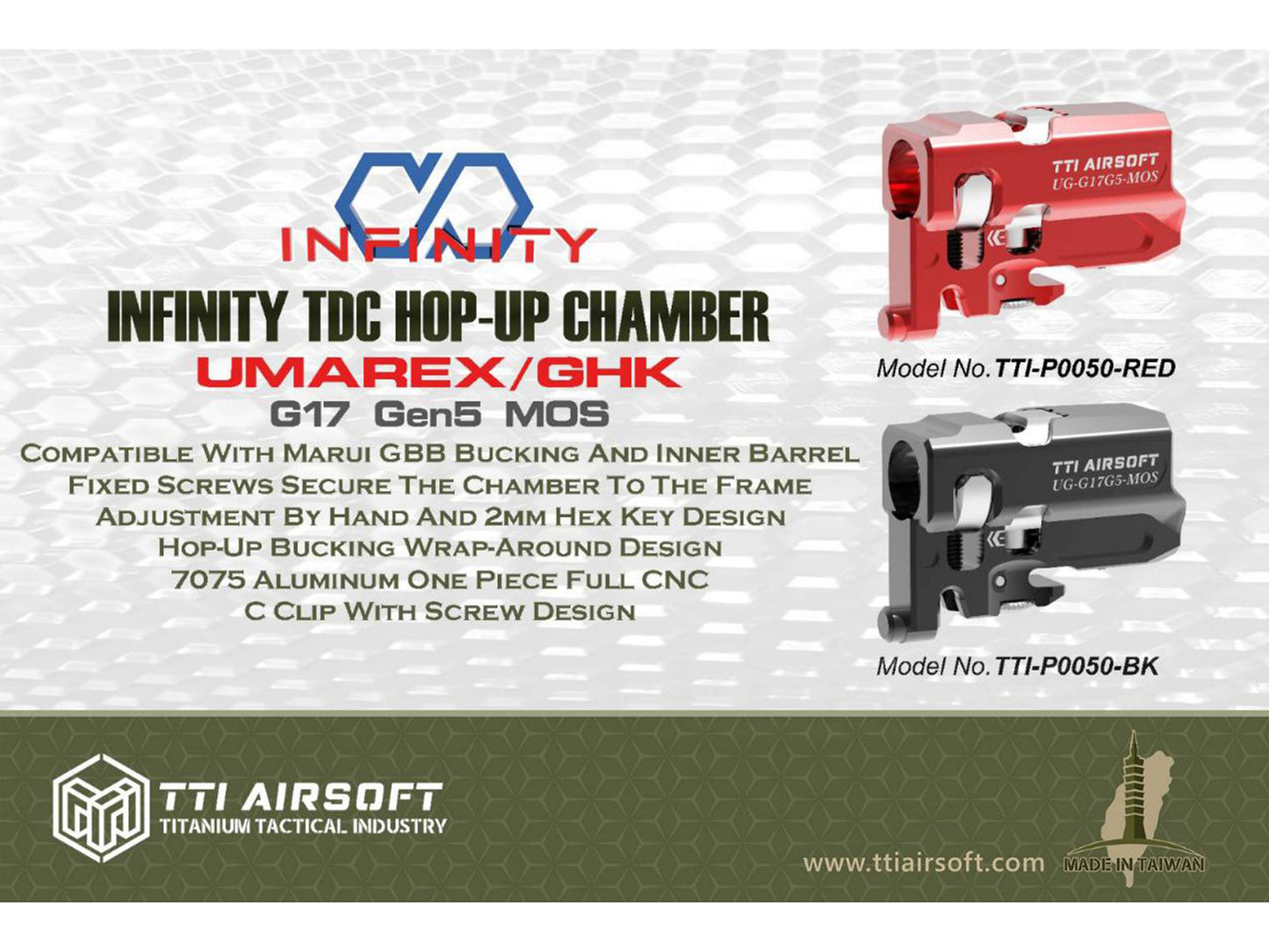 TTI AIRSOFT Infinity TDC HOP-UP Chamber for UMAREX / GHK G17 G5 MOS.