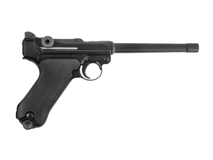 AW CUSTOM LUGER P08 6inch CNC A180 Gas Blowback Airsoft Pistol.