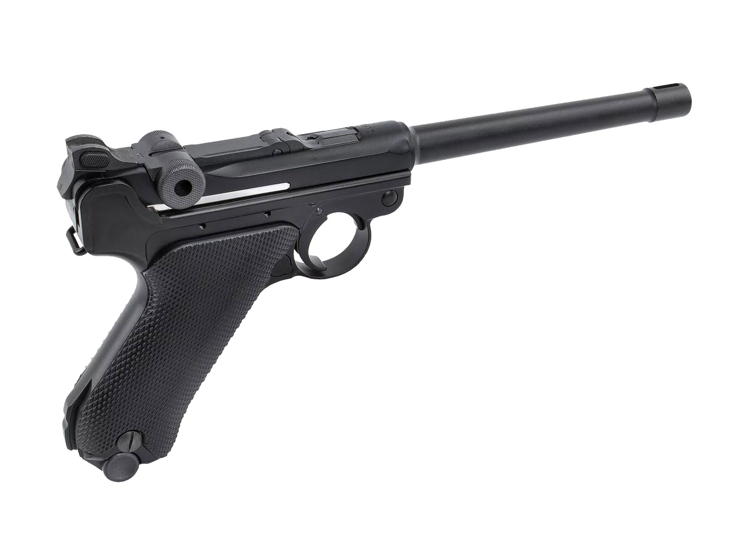 AW CUSTOM LUGER P08 6inch CNC A180 Gas Blowback Airsoft Pistol.