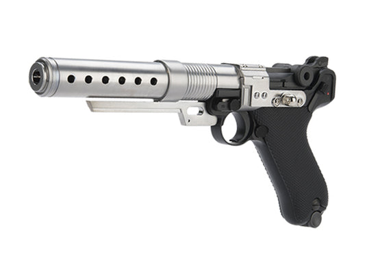 AW CUSTOM LUGER P08 6inch CNC A180 Gas Blowback Airsoft Pistol.