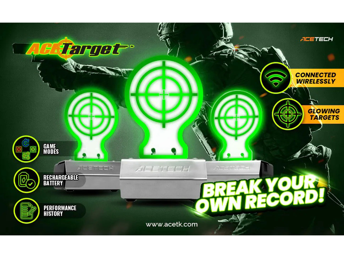 Acetech AceTarget-S Static Wi-Fi Glowing Flip-Up Target.