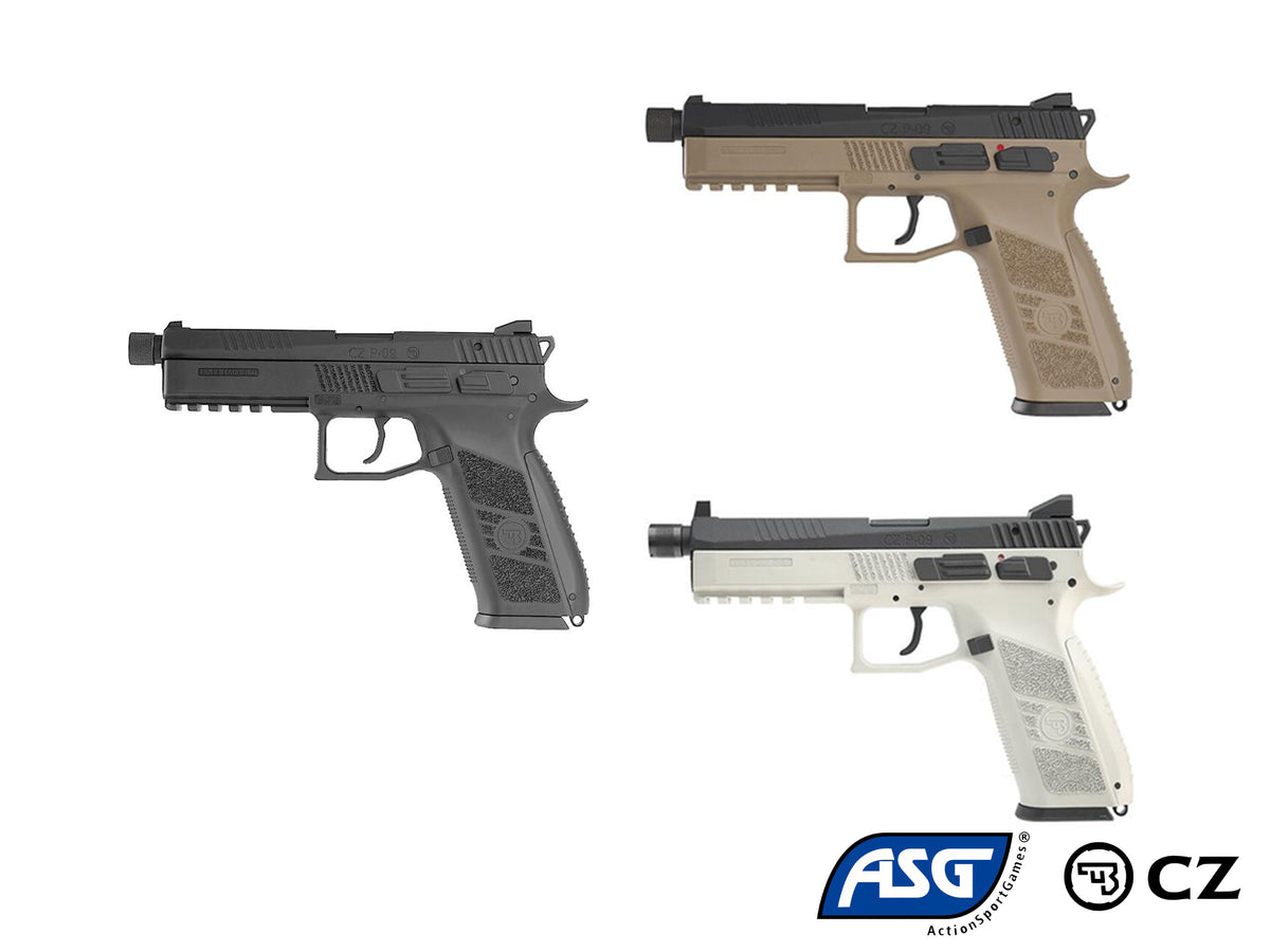 KJ WORKS CZ P-09 Duty Gas Blowback Airsoft Pistol. (Threaded Barrel Version)