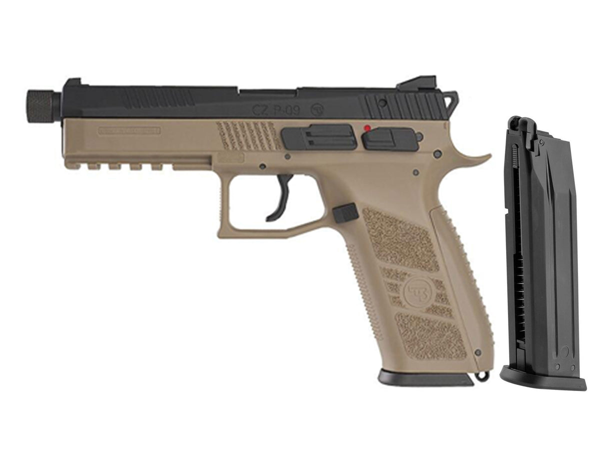 KJ WORKS CZ P-09 Duty Gas Blowback Airsoft Pistol. (Threaded Barrel Version)