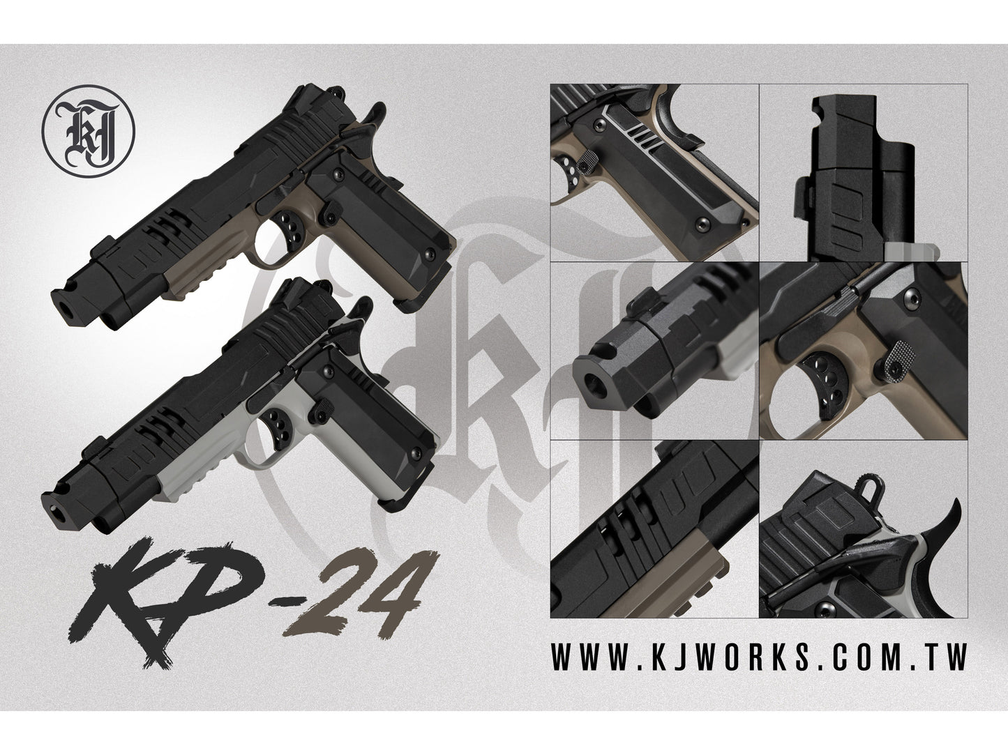 KJ WORKS KP-24 가스 블로우백 에어소프트 권총.