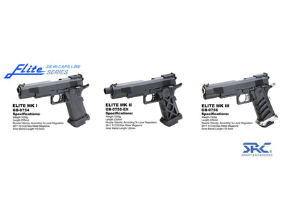 SRC ELITE MK II 5.1" Gas Blowback Airsoft Pistol.
