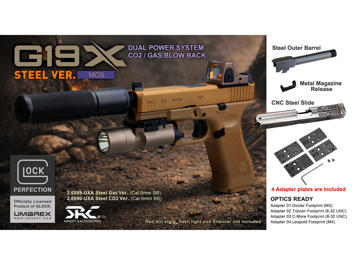 UMAREX | SRC GLOCK 19X G19X MOS CNC 鋼製版 氣動退鏜 CO2 手槍.