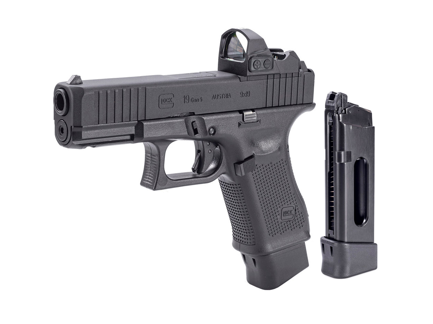 UMAREX | SRC GLOCK 19 Gen5 MOS CNC Steel CO2 Gas Blowback Airsoft Pistol.