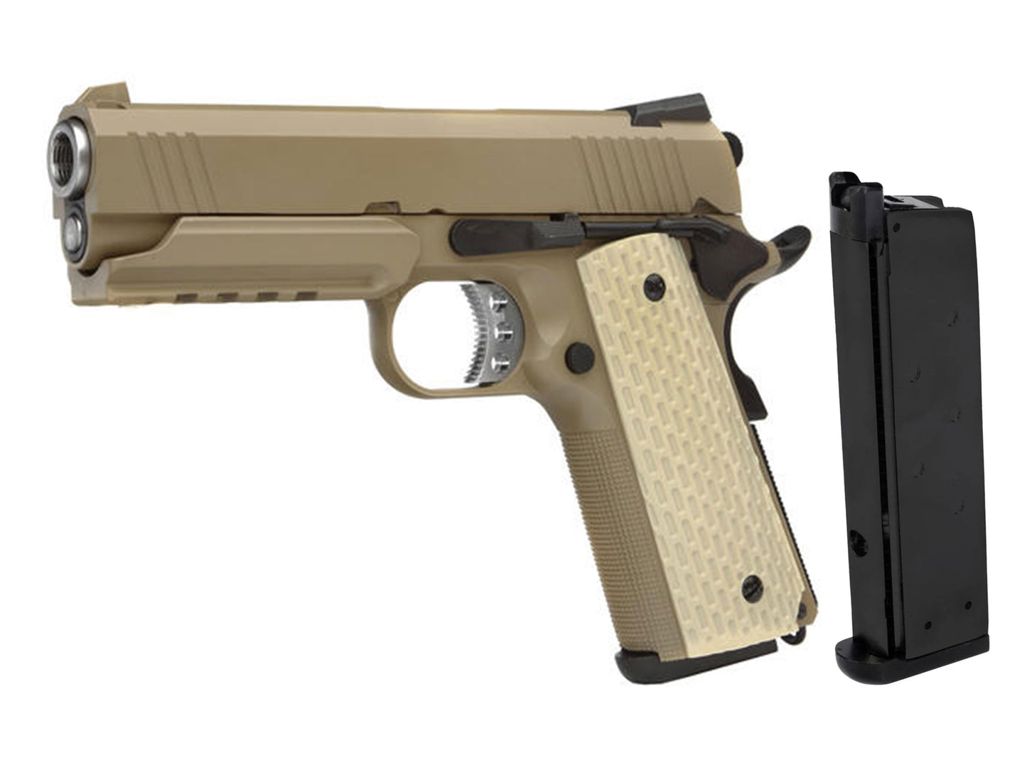 WE KIMBER Desert Warrior 4.3 Gas Blowback Airsoft Pistol.