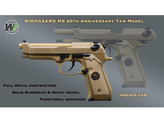 WE サムライ・エッジ Samurai Edge Biohazard M9 ガスブ ローバック ハンドガン. (TAN)