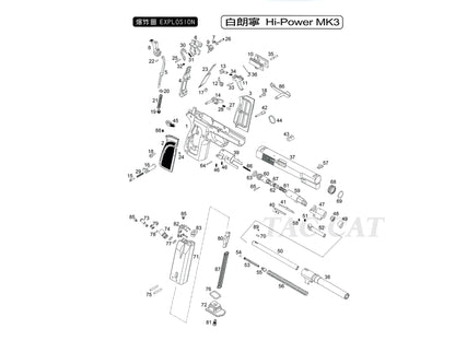 【純正部品】WE FN ブローニング ハイパワー Browning Hi-Power MKIII シリーズ  パーツ.